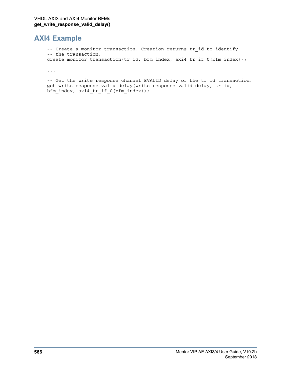 Axi4 example | Altera Mentor Verification IP Altera Edition AMBA AXI3/4TM User Manual | Page 586 / 783