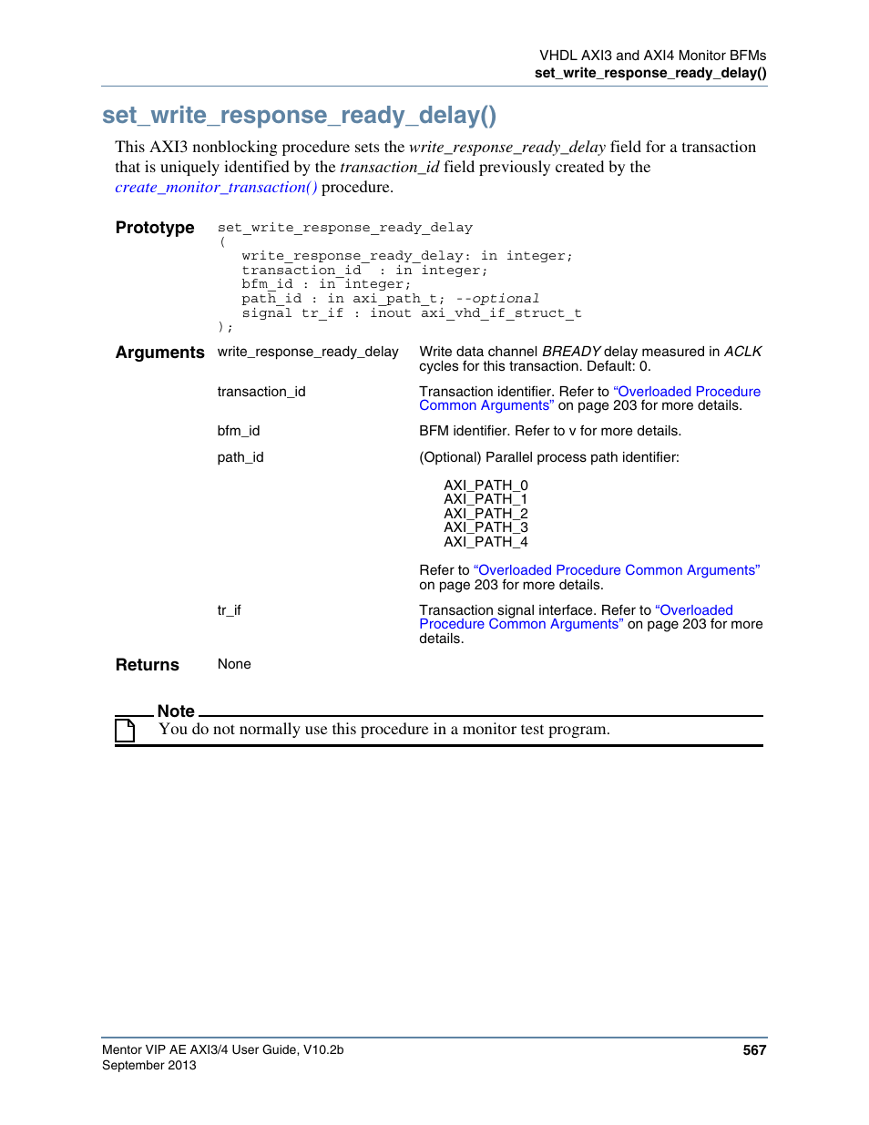 Set_write_response_ready_delay() | Altera Mentor Verification IP Altera Edition AMBA AXI3/4TM User Manual | Page 587 / 783