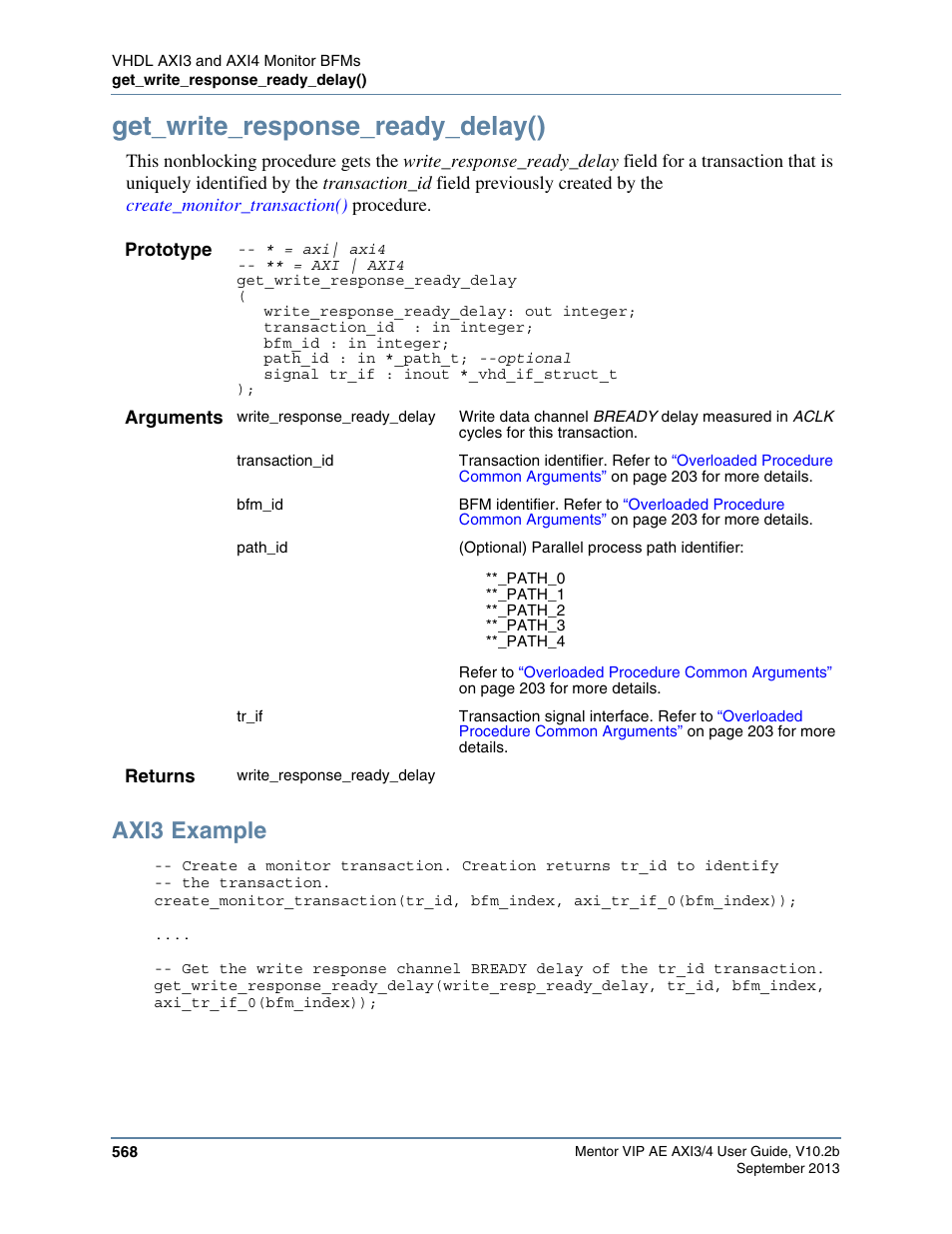 Get_write_response_ready_delay(), Axi3 example | Altera Mentor Verification IP Altera Edition AMBA AXI3/4TM User Manual | Page 588 / 783