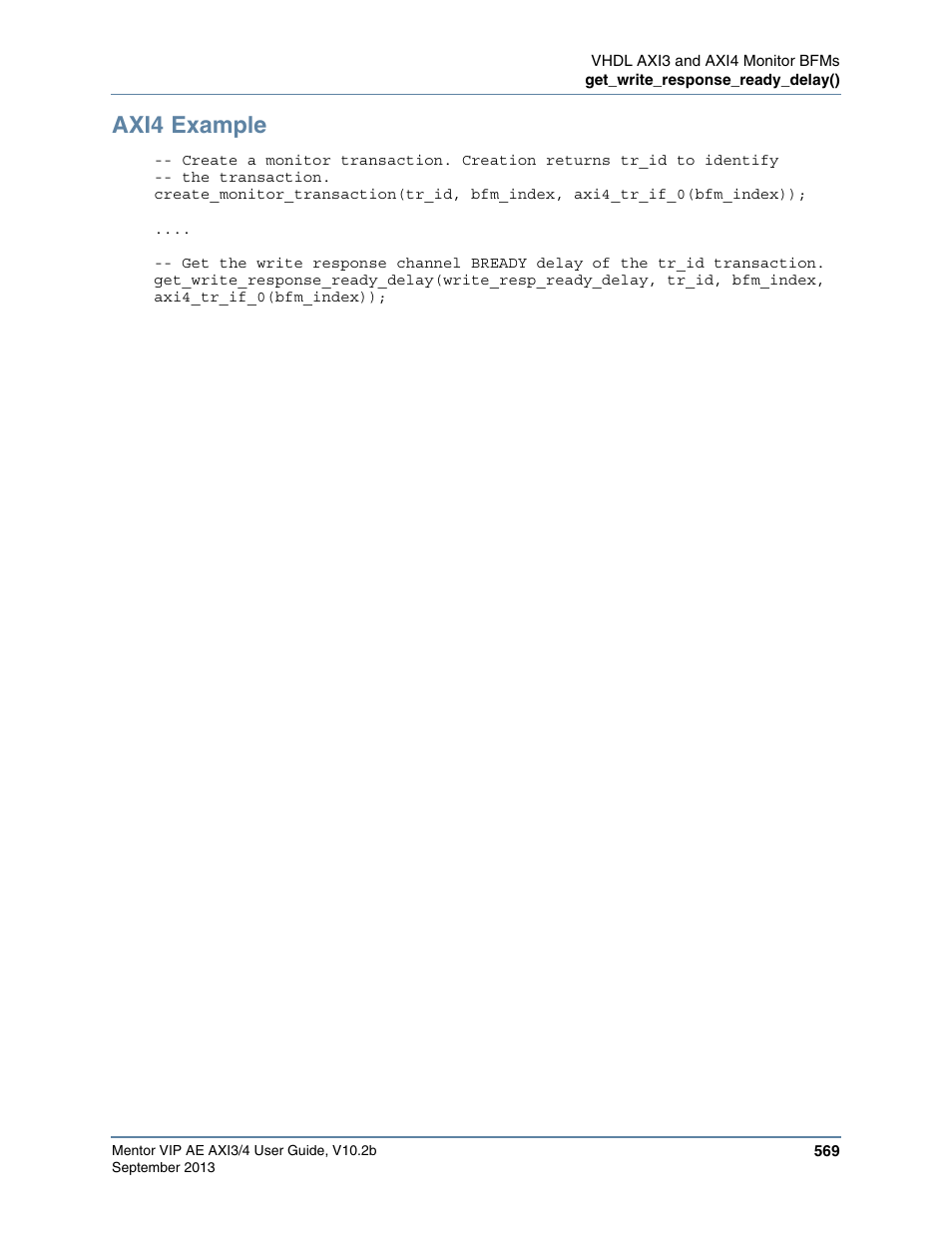Axi4 example | Altera Mentor Verification IP Altera Edition AMBA AXI3/4TM User Manual | Page 589 / 783