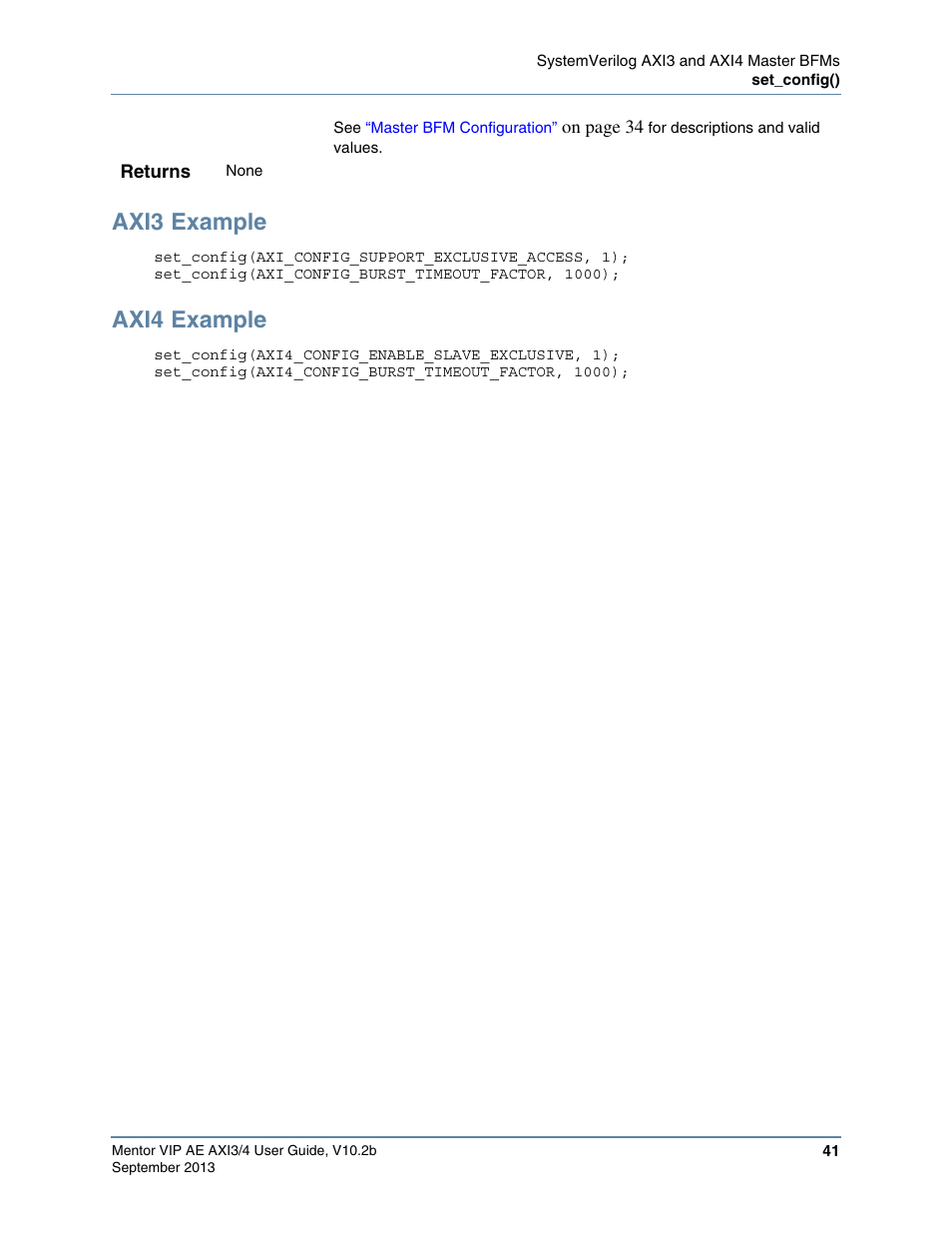 Axi3 example, Axi4 example | Altera Mentor Verification IP Altera Edition AMBA AXI3/4TM User Manual | Page 59 / 783