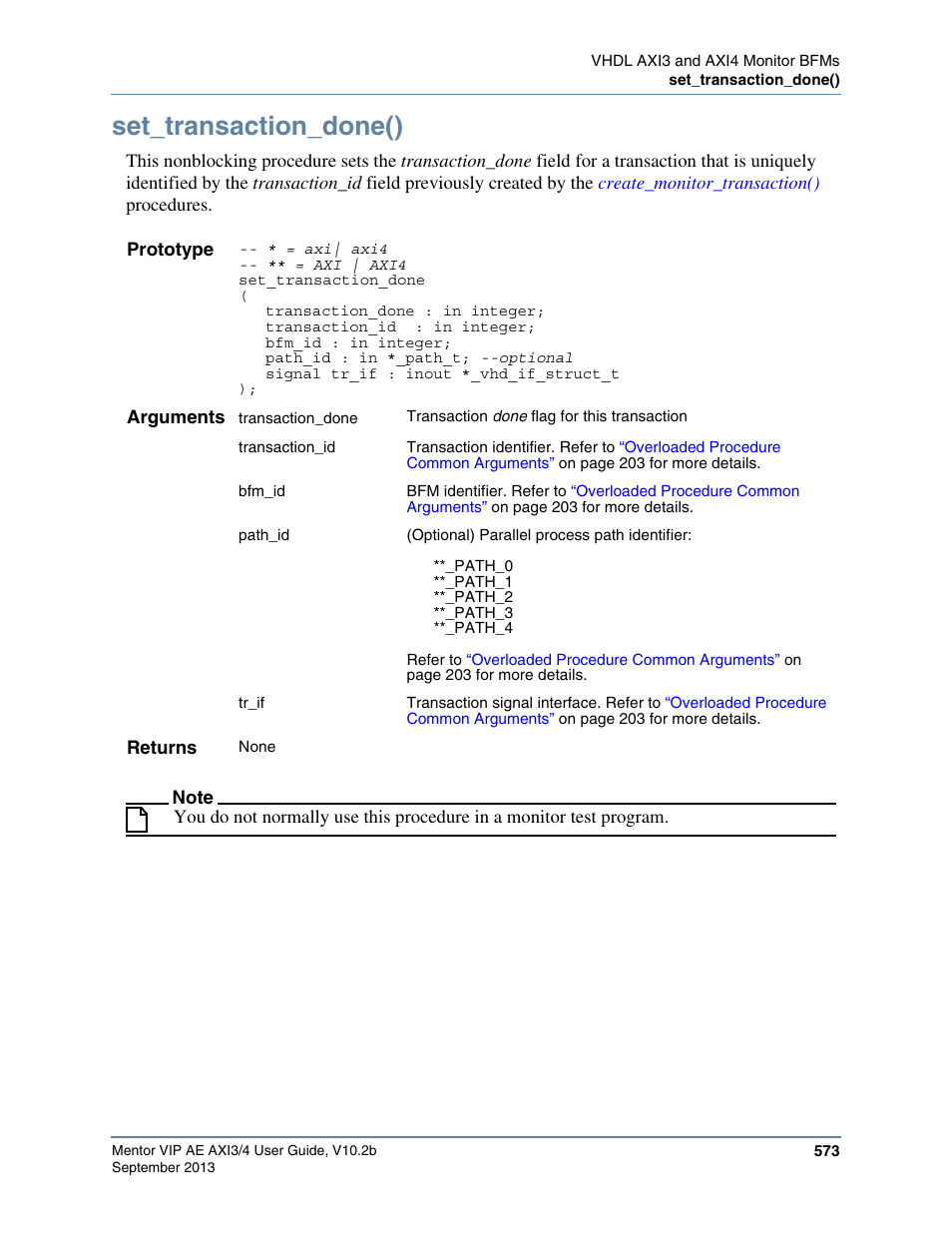 Set_transaction_done() | Altera Mentor Verification IP Altera Edition AMBA AXI3/4TM User Manual | Page 593 / 783