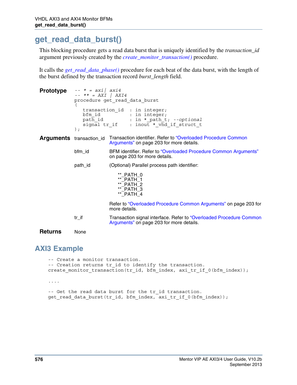 Get_read_data_burst(), Axi3 example | Altera Mentor Verification IP Altera Edition AMBA AXI3/4TM User Manual | Page 596 / 783
