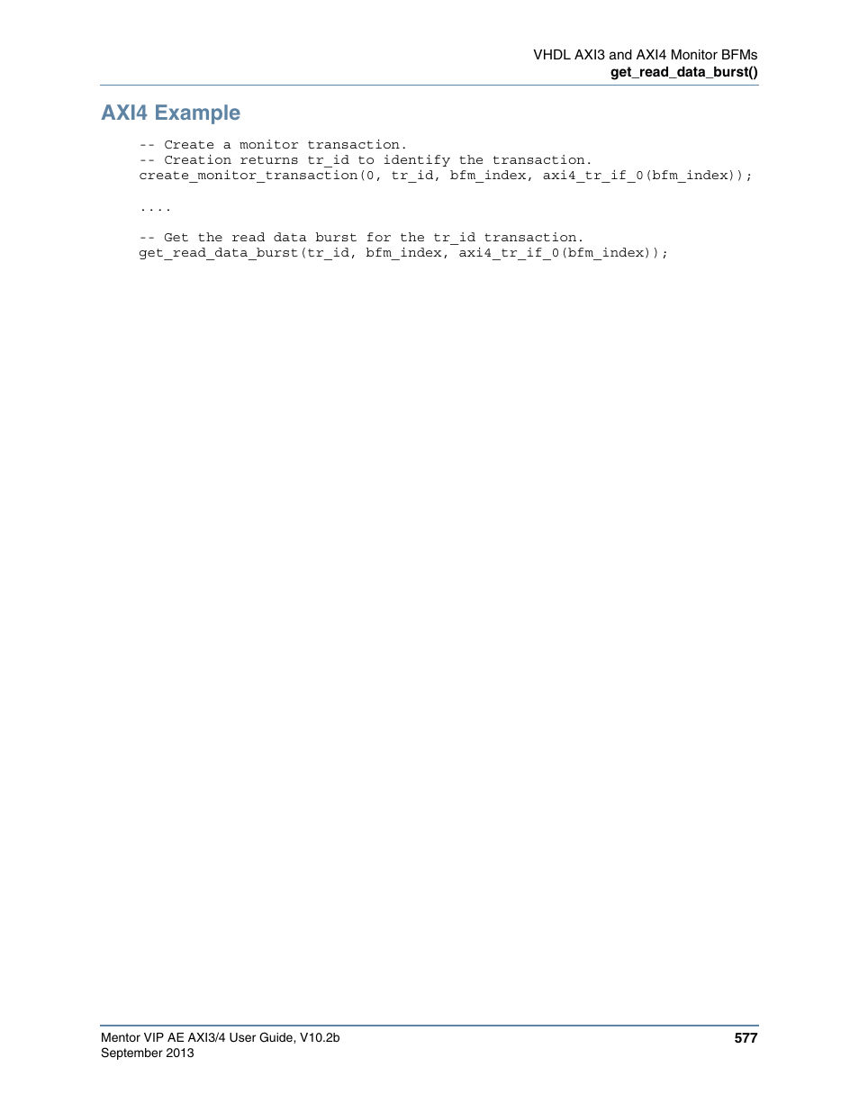 Axi4 example | Altera Mentor Verification IP Altera Edition AMBA AXI3/4TM User Manual | Page 597 / 783