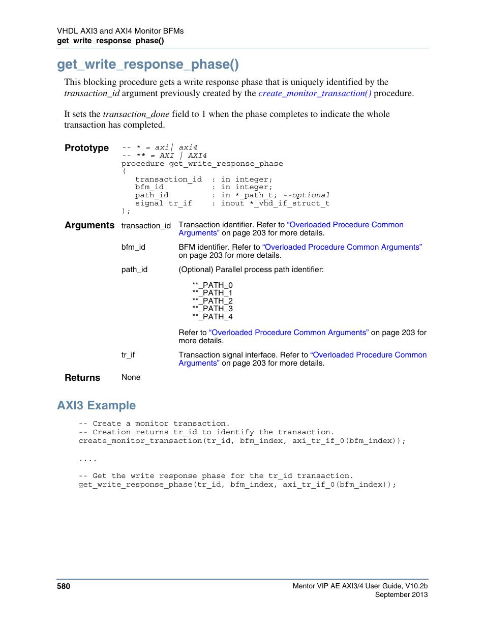 Get_write_response_phase(), Axi3 example | Altera Mentor Verification IP Altera Edition AMBA AXI3/4TM User Manual | Page 600 / 783