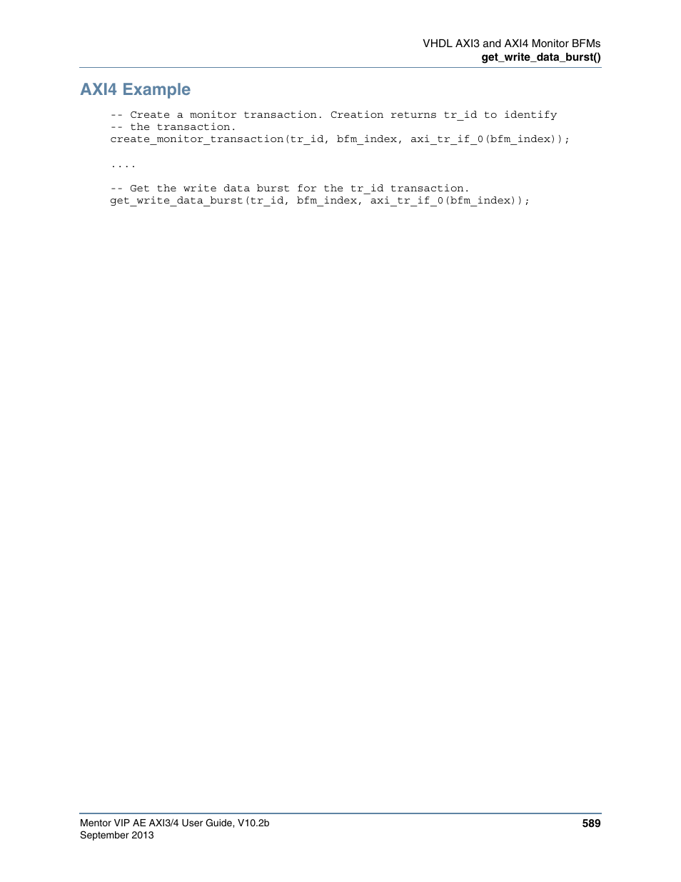 Axi4 example | Altera Mentor Verification IP Altera Edition AMBA AXI3/4TM User Manual | Page 609 / 783