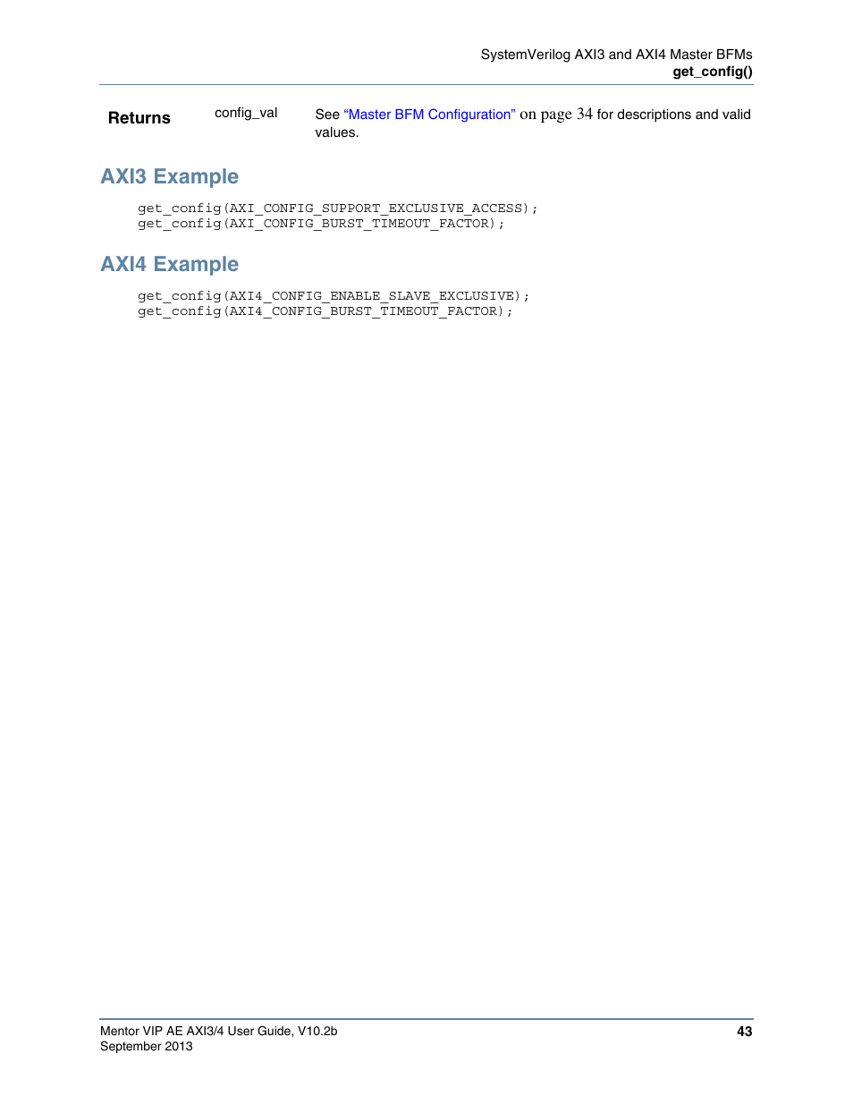 Axi3 example, Axi4 example | Altera Mentor Verification IP Altera Edition AMBA AXI3/4TM User Manual | Page 61 / 783