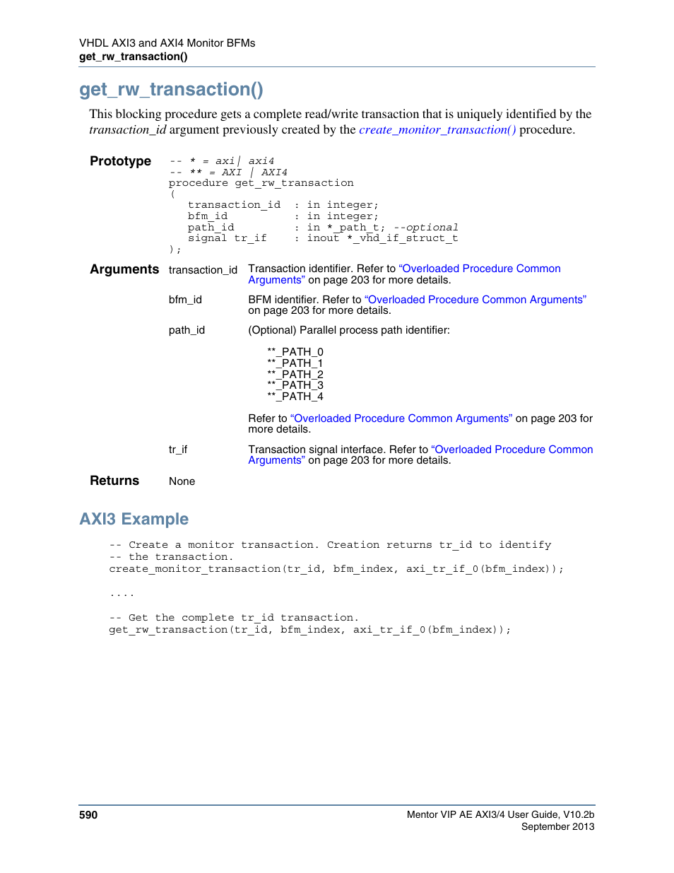 Get_rw_transaction(), Axi3 example | Altera Mentor Verification IP Altera Edition AMBA AXI3/4TM User Manual | Page 610 / 783