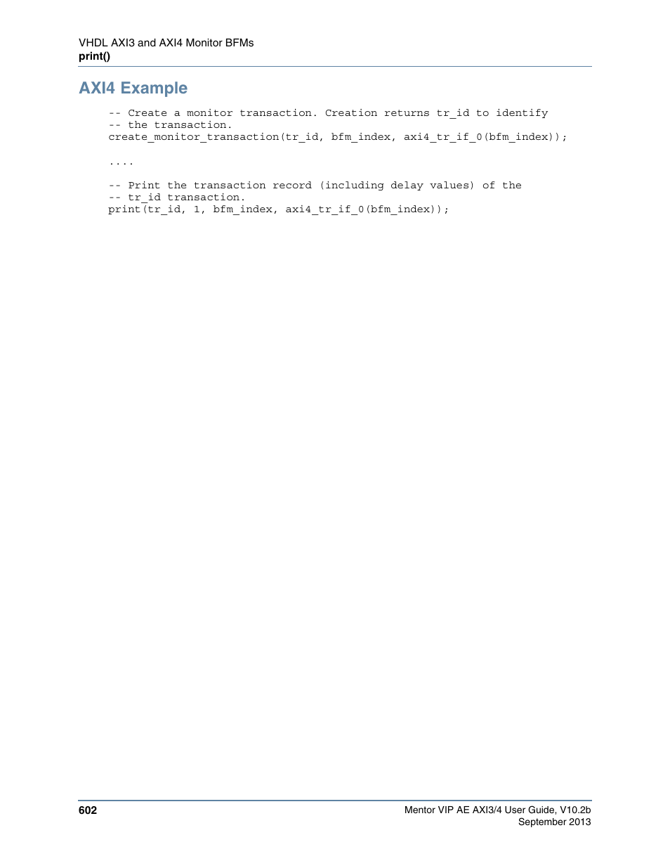 Axi4 example | Altera Mentor Verification IP Altera Edition AMBA AXI3/4TM User Manual | Page 622 / 783