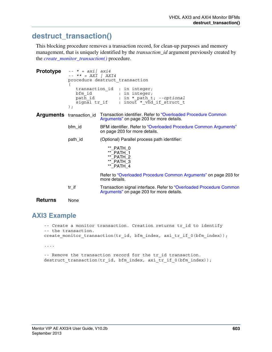 Destruct_transaction(), Axi3 example | Altera Mentor Verification IP Altera Edition AMBA AXI3/4TM User Manual | Page 623 / 783