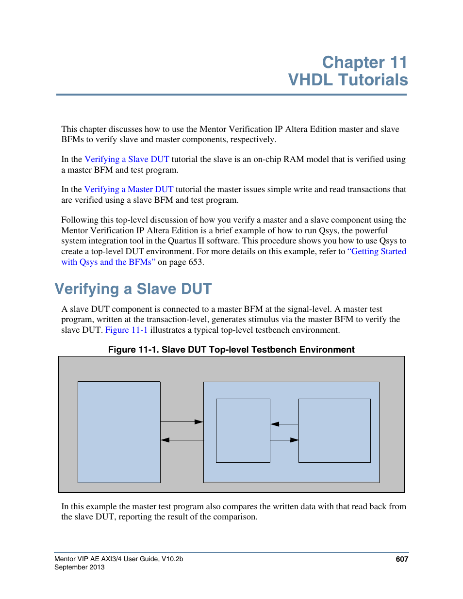 Chapter 11 vhdl tutorials, Verifying a slave dut | Altera Mentor Verification IP Altera Edition AMBA AXI3/4TM User Manual | Page 627 / 783