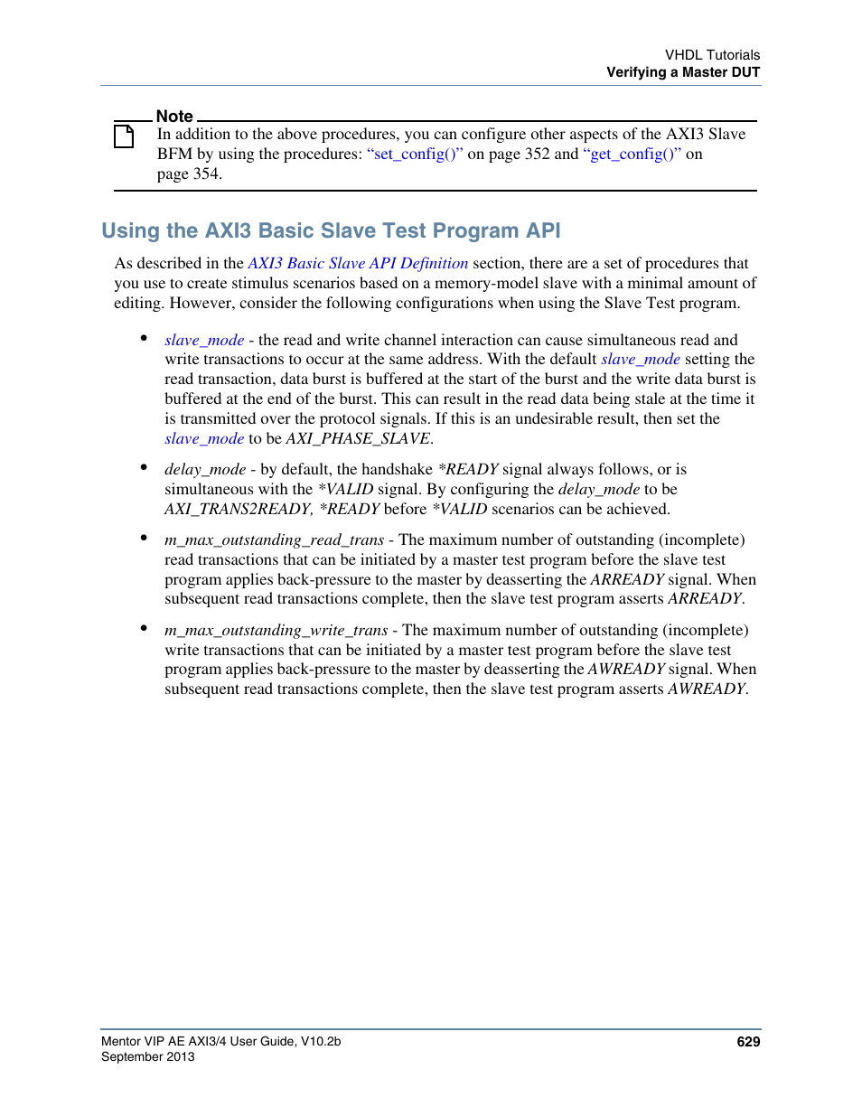 Using the axi3 basic slave test program api | Altera Mentor Verification IP Altera Edition AMBA AXI3/4TM User Manual | Page 649 / 783