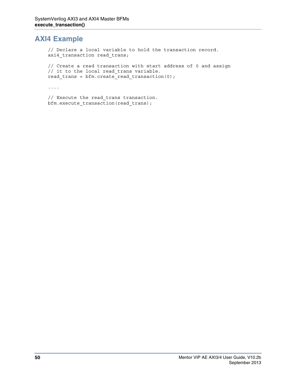 Axi4 example | Altera Mentor Verification IP Altera Edition AMBA AXI3/4TM User Manual | Page 68 / 783