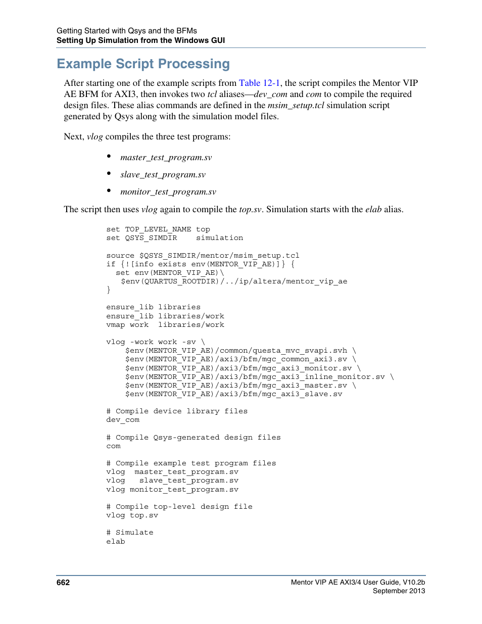 Example script processing | Altera Mentor Verification IP Altera Edition AMBA AXI3/4TM User Manual | Page 682 / 783