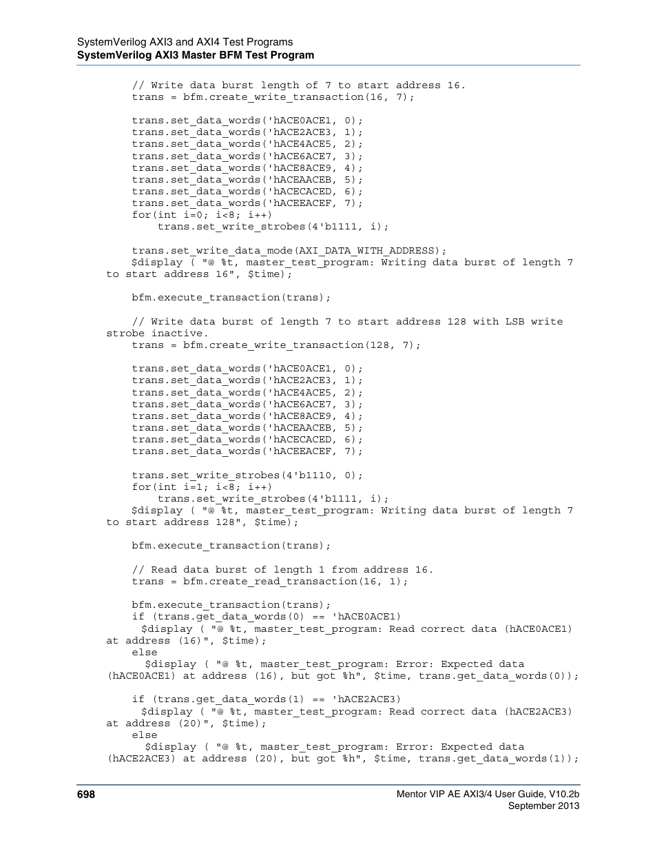 Altera Mentor Verification IP Altera Edition AMBA AXI3/4TM User Manual | Page 718 / 783