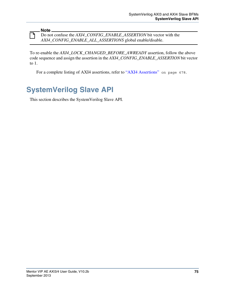 Systemverilog slave api | Altera Mentor Verification IP Altera Edition AMBA AXI3/4TM User Manual | Page 93 / 783