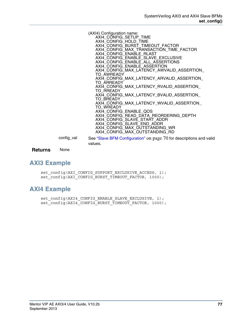 Axi3 example, Axi4 example | Altera Mentor Verification IP Altera Edition AMBA AXI3/4TM User Manual | Page 95 / 783