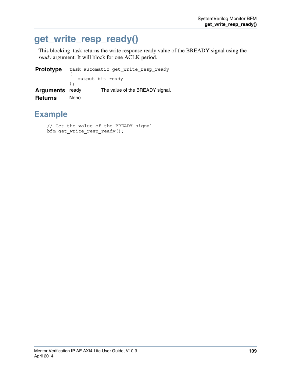Get_write_resp_ready(), Example | Altera Mentor Verification IP Altera Edition AMBA AXI4-Lite User Manual | Page 109 / 413