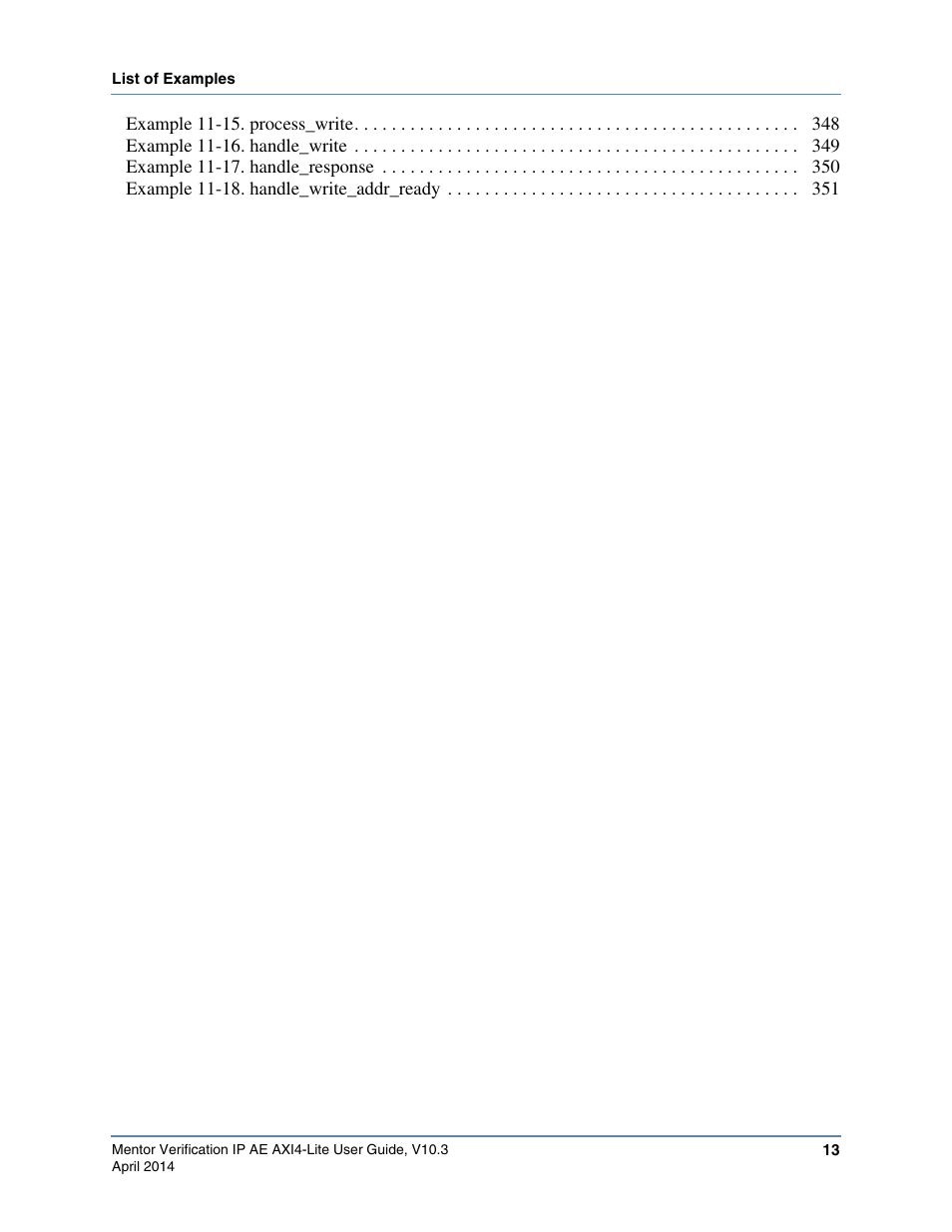 Altera Mentor Verification IP Altera Edition AMBA AXI4-Lite User Manual | Page 13 / 413