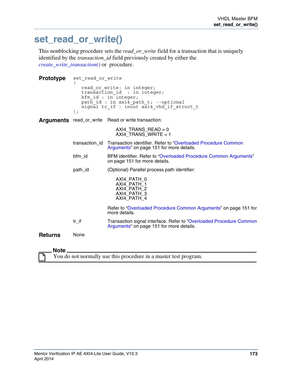 Set_read_or_write() | Altera Mentor Verification IP Altera Edition AMBA AXI4-Lite User Manual | Page 173 / 413