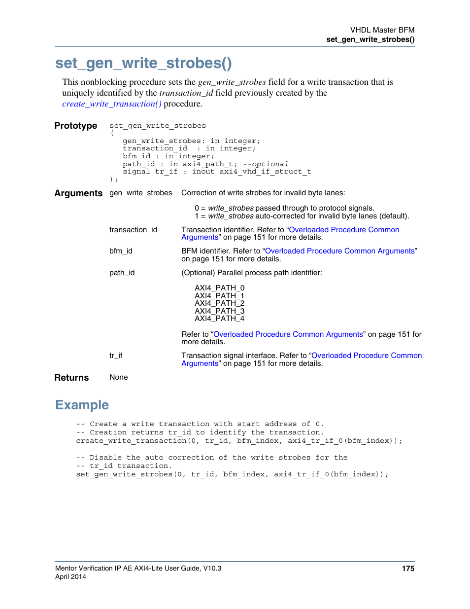 Set_gen_write_strobes(), Example | Altera Mentor Verification IP Altera Edition AMBA AXI4-Lite User Manual | Page 175 / 413