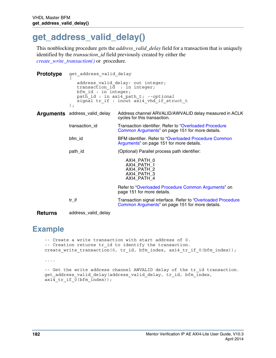 Get_address_valid_delay(), Example | Altera Mentor Verification IP Altera Edition AMBA AXI4-Lite User Manual | Page 182 / 413