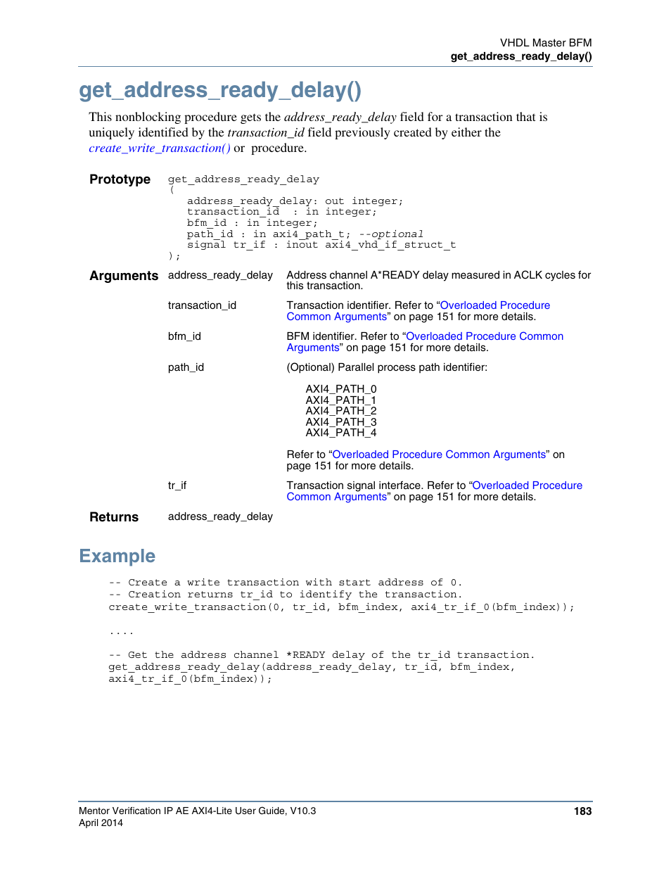 Get_address_ready_delay(), Example | Altera Mentor Verification IP Altera Edition AMBA AXI4-Lite User Manual | Page 183 / 413