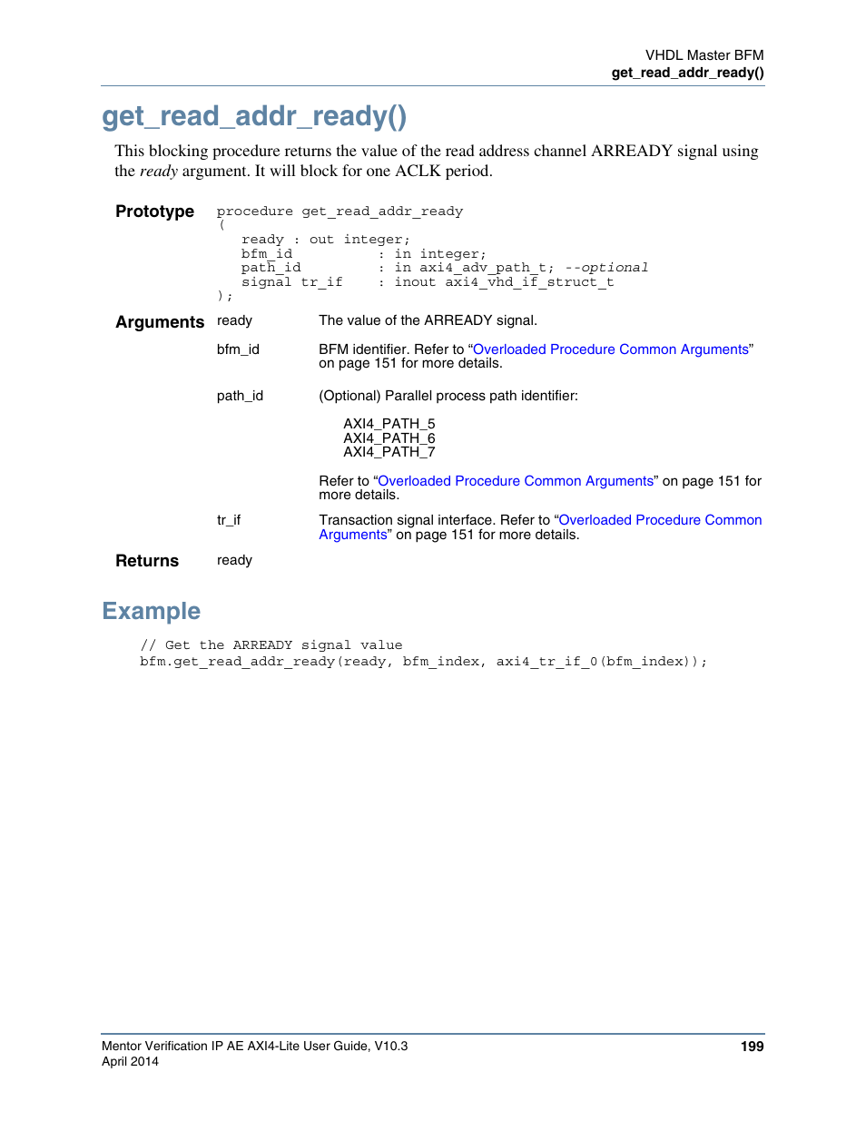 Get_read_addr_ready(), Example | Altera Mentor Verification IP Altera Edition AMBA AXI4-Lite User Manual | Page 199 / 413