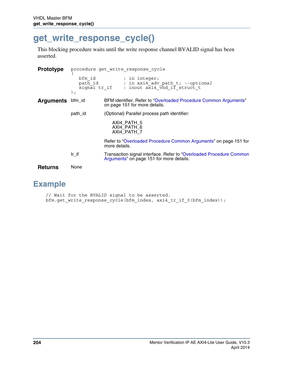 Get_write_response_cycle(), Example | Altera Mentor Verification IP Altera Edition AMBA AXI4-Lite User Manual | Page 204 / 413