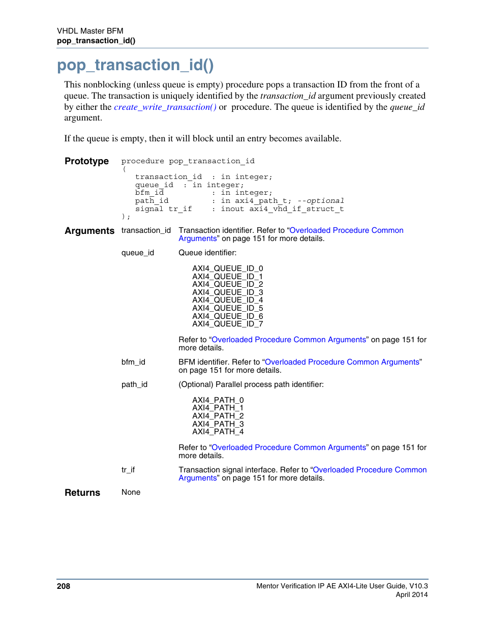 Pop_transaction_id() | Altera Mentor Verification IP Altera Edition AMBA AXI4-Lite User Manual | Page 208 / 413