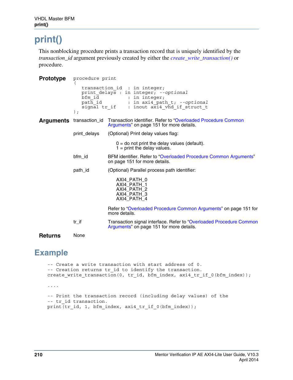 Print(), Example | Altera Mentor Verification IP Altera Edition AMBA AXI4-Lite User Manual | Page 210 / 413