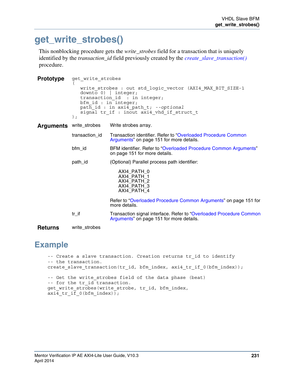 Get_write_strobes(), Example | Altera Mentor Verification IP Altera Edition AMBA AXI4-Lite User Manual | Page 231 / 413