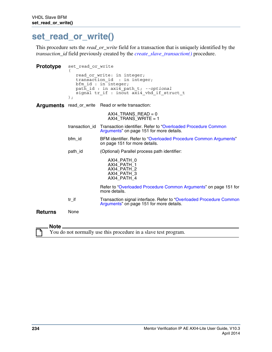 Set_read_or_write() | Altera Mentor Verification IP Altera Edition AMBA AXI4-Lite User Manual | Page 234 / 413