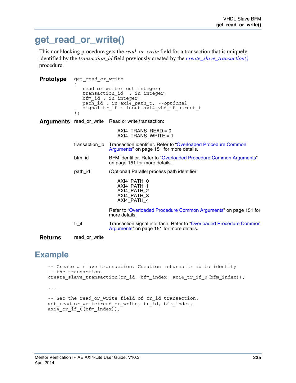 Get_read_or_write(), Example | Altera Mentor Verification IP Altera Edition AMBA AXI4-Lite User Manual | Page 235 / 413