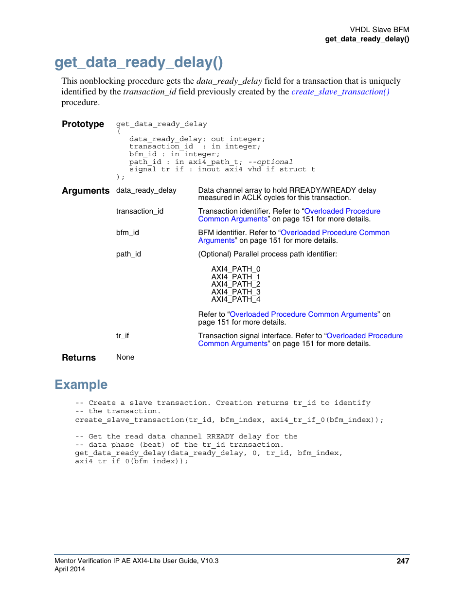 Get_data_ready_delay(), Example | Altera Mentor Verification IP Altera Edition AMBA AXI4-Lite User Manual | Page 247 / 413