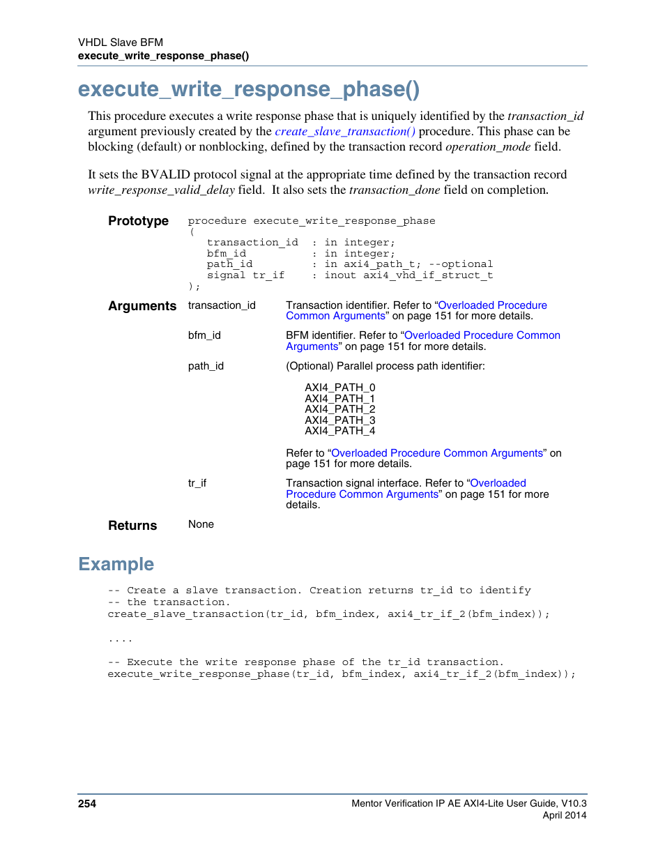 Execute_write_response_phase(), Example | Altera Mentor Verification IP Altera Edition AMBA AXI4-Lite User Manual | Page 254 / 413