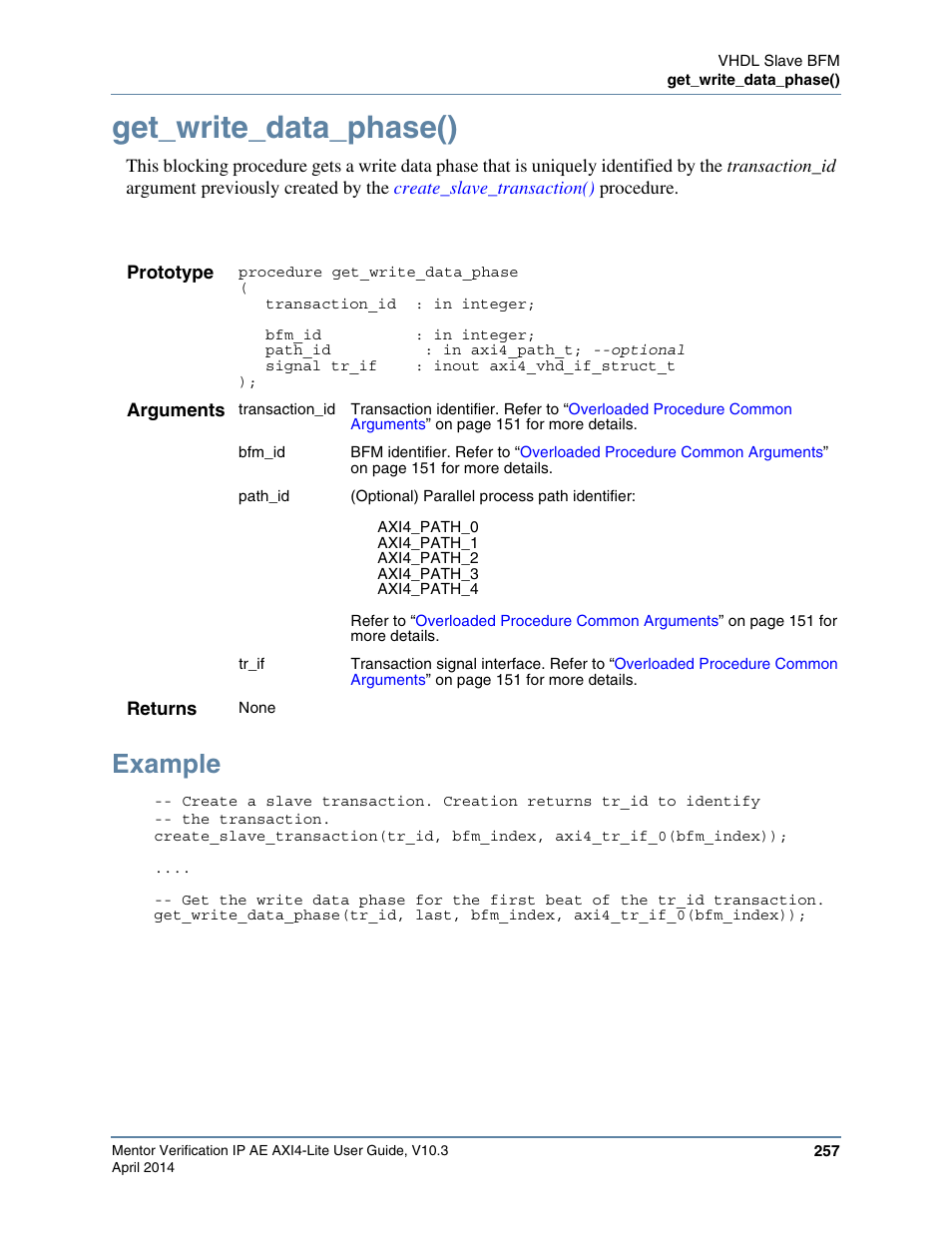 Get_write_data_phase(), Example | Altera Mentor Verification IP Altera Edition AMBA AXI4-Lite User Manual | Page 257 / 413