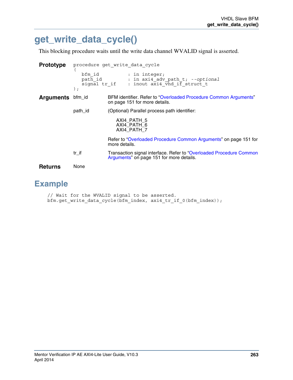 Get_write_data_cycle(), Example | Altera Mentor Verification IP Altera Edition AMBA AXI4-Lite User Manual | Page 263 / 413