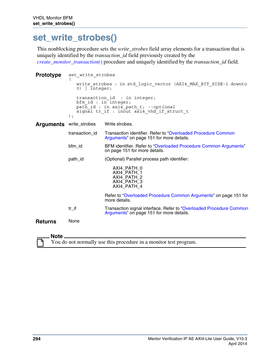 Set_write_strobes() | Altera Mentor Verification IP Altera Edition AMBA AXI4-Lite User Manual | Page 294 / 413