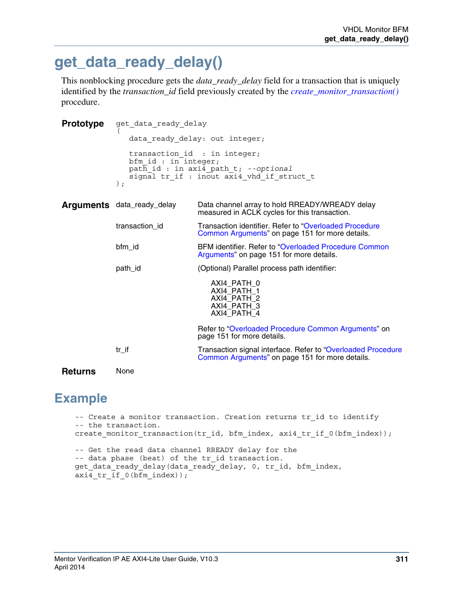 Get_data_ready_delay(), Example | Altera Mentor Verification IP Altera Edition AMBA AXI4-Lite User Manual | Page 311 / 413