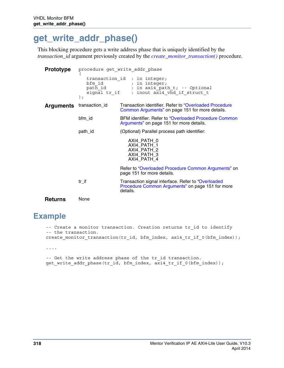 Get_write_addr_phase(), Example | Altera Mentor Verification IP Altera Edition AMBA AXI4-Lite User Manual | Page 318 / 413