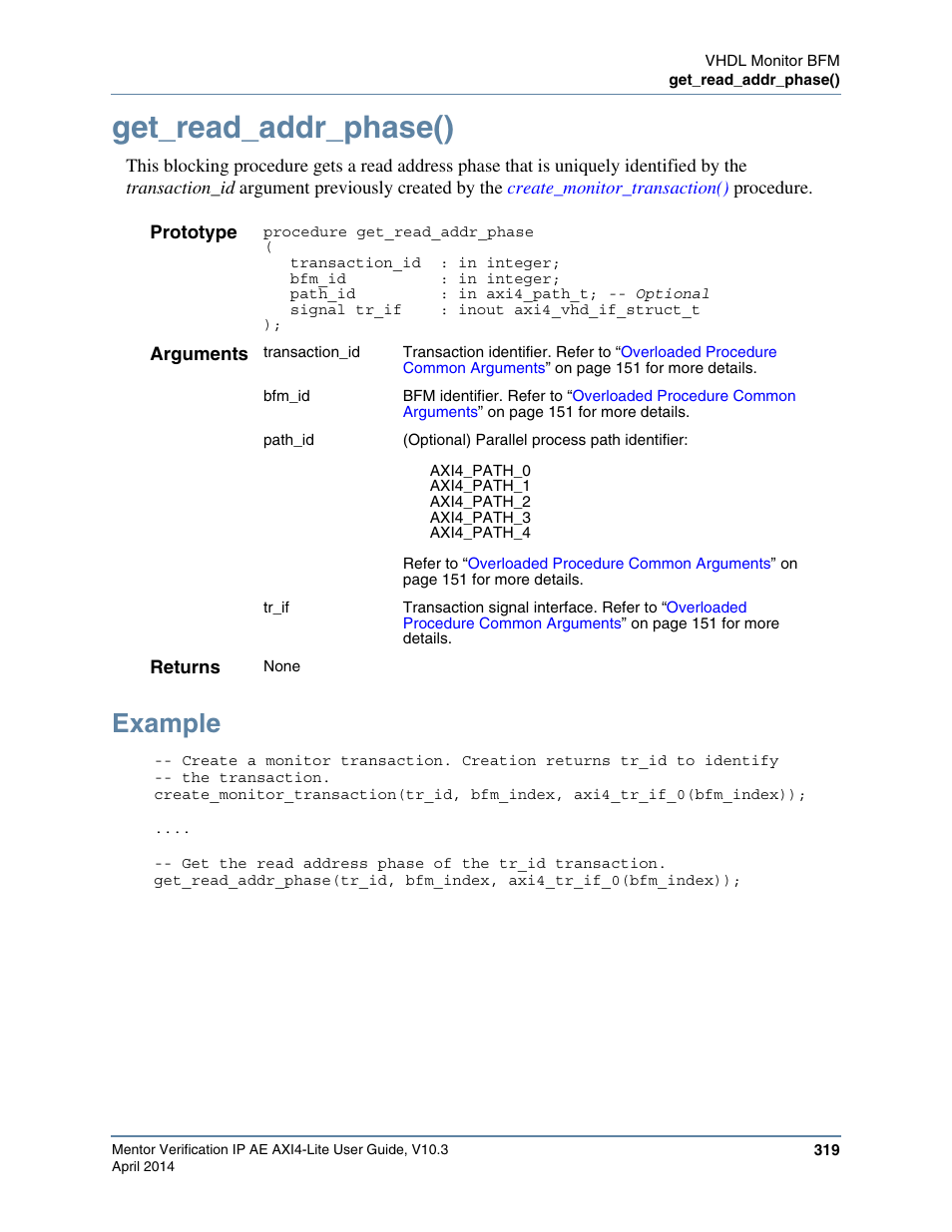 Get_read_addr_phase(), Example | Altera Mentor Verification IP Altera Edition AMBA AXI4-Lite User Manual | Page 319 / 413