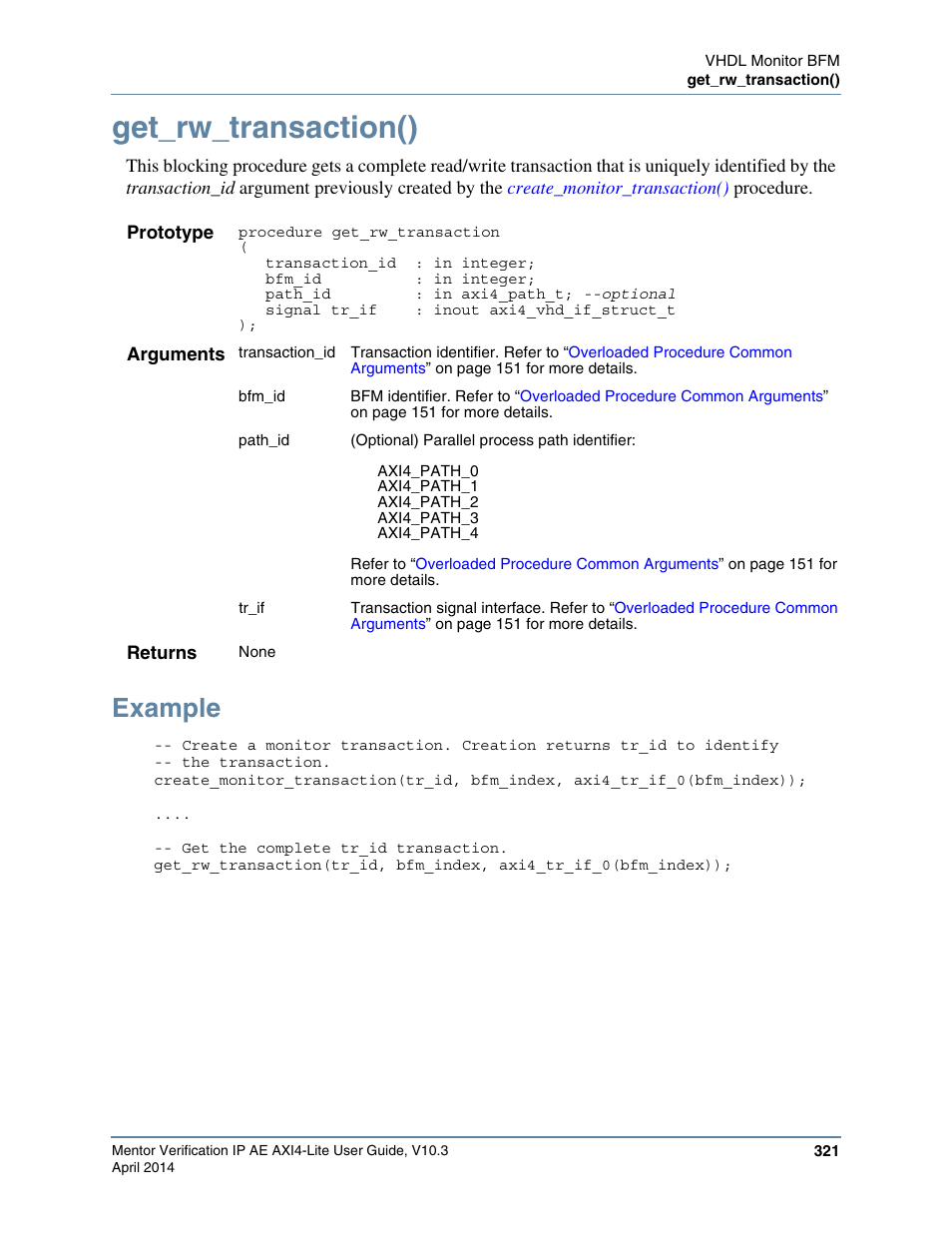 Get_rw_transaction(), Example | Altera Mentor Verification IP Altera Edition AMBA AXI4-Lite User Manual | Page 321 / 413