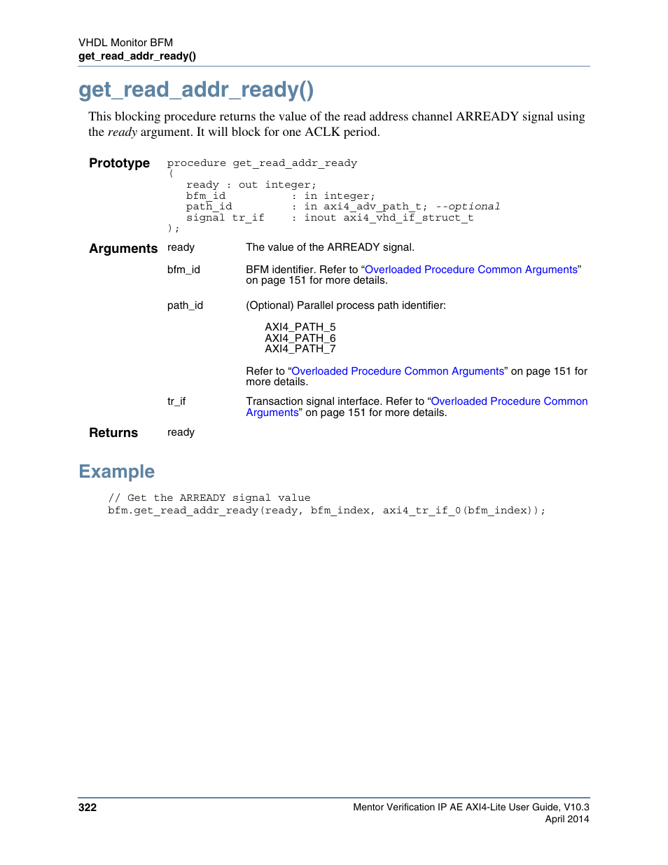 Get_read_addr_ready(), Example | Altera Mentor Verification IP Altera Edition AMBA AXI4-Lite User Manual | Page 322 / 413