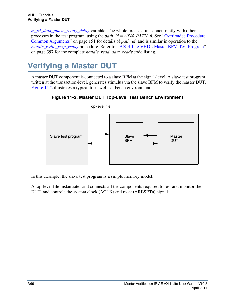 Verifying a master dut | Altera Mentor Verification IP Altera Edition AMBA AXI4-Lite User Manual | Page 340 / 413