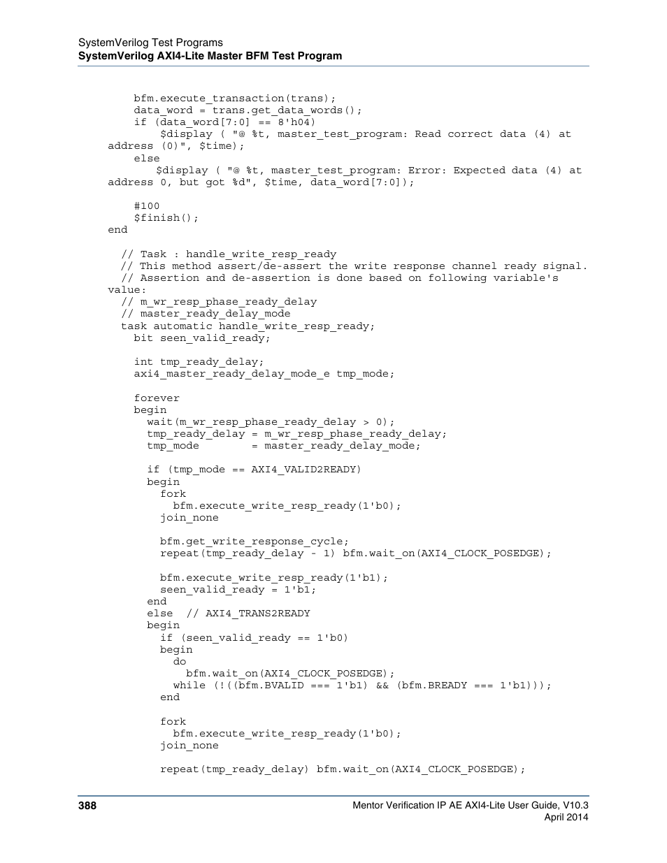 Altera Mentor Verification IP Altera Edition AMBA AXI4-Lite User Manual | Page 388 / 413