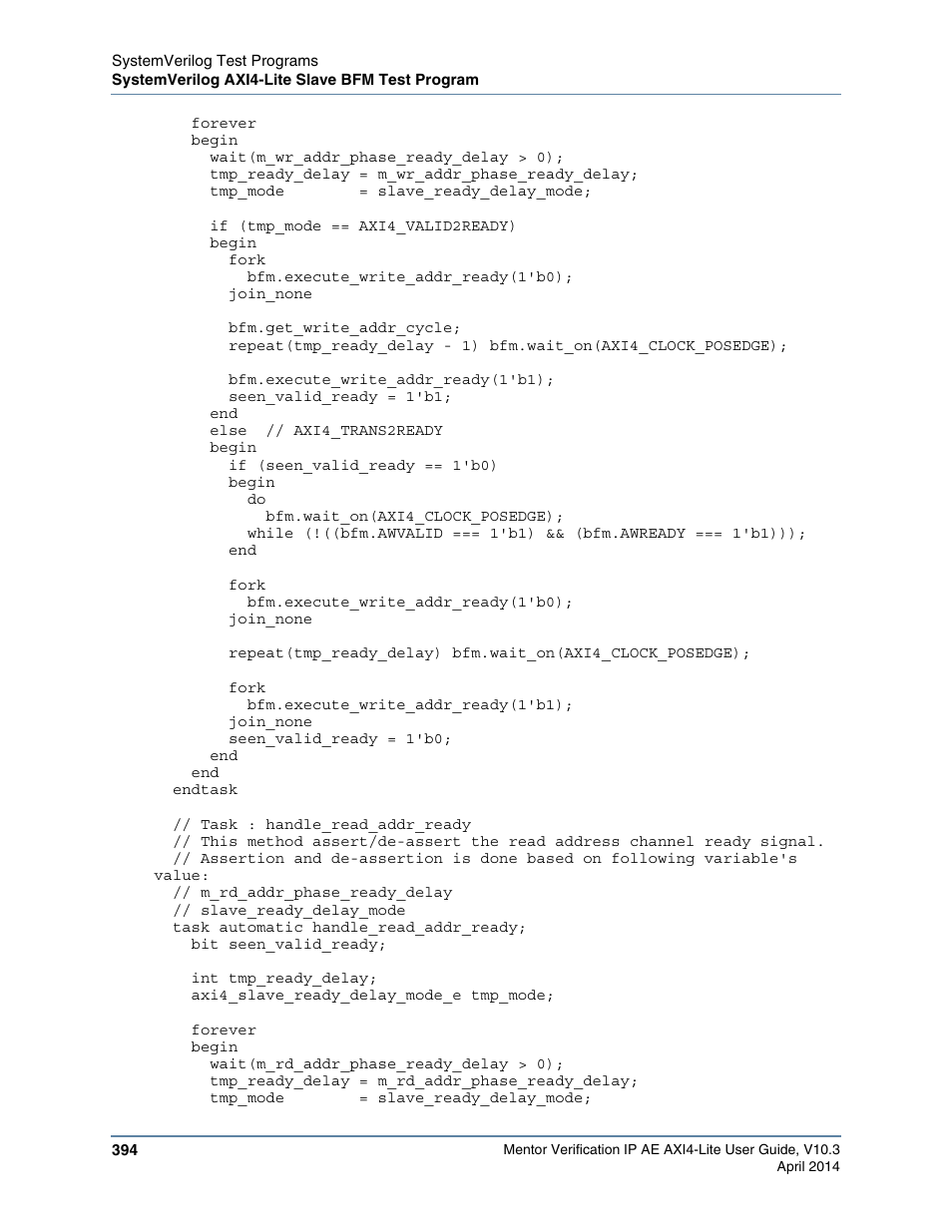 Altera Mentor Verification IP Altera Edition AMBA AXI4-Lite User Manual | Page 394 / 413