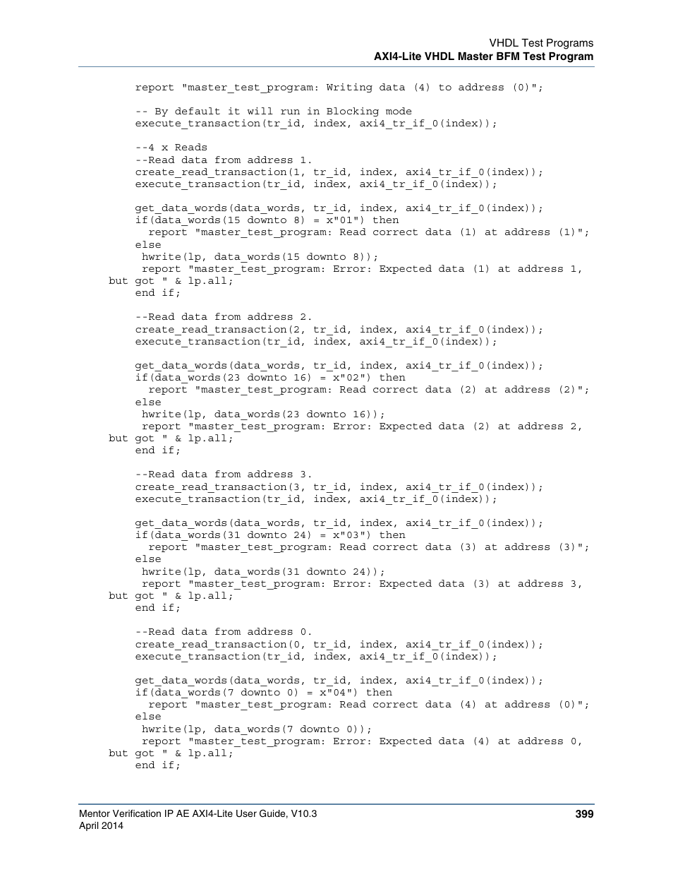 Altera Mentor Verification IP Altera Edition AMBA AXI4-Lite User Manual | Page 399 / 413