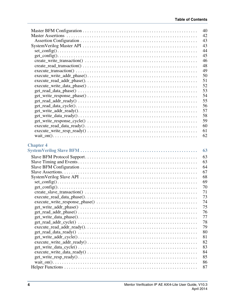 Altera Mentor Verification IP Altera Edition AMBA AXI4-Lite User Manual | Page 4 / 413