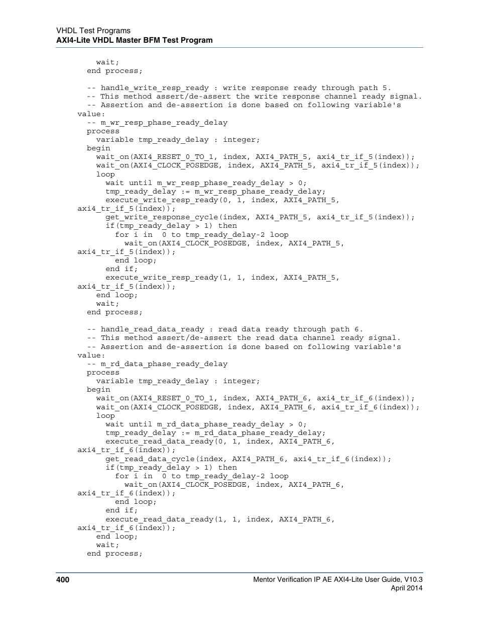 Altera Mentor Verification IP Altera Edition AMBA AXI4-Lite User Manual | Page 400 / 413